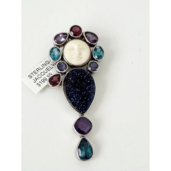 NWT Mystical Madness Sterling Silver Brooch Pendant Sajen-Style Face Amtheyst - Picture 2 of 7